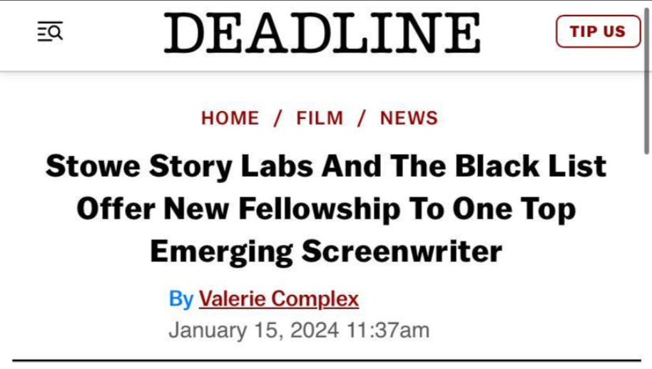 THE VERGE OF SEAS Named Semifinalist for Stowe Story Labs / The Black List Artist Development Fellowship
